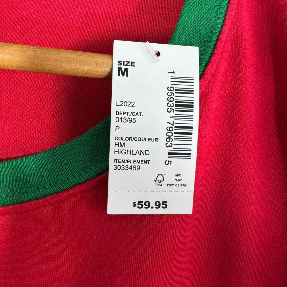 PJ Place Adult Unisex Size Medium Red Green Merry Christmas 2 Piece Pajama Set - Picture 5 of 11